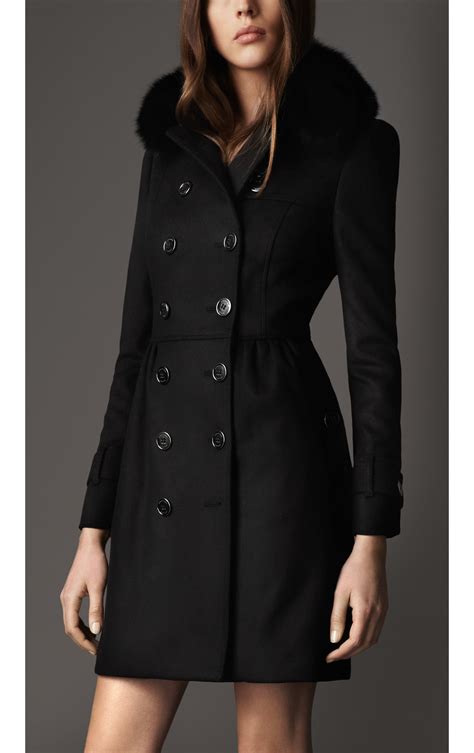 burberry fur collar trench coat